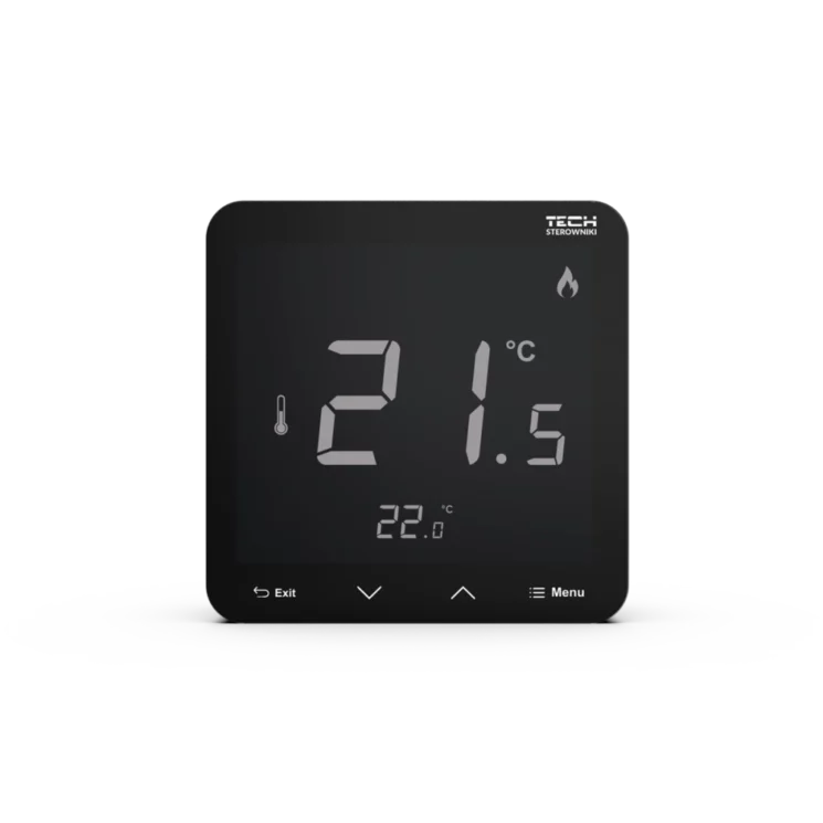Tech regeling vloerverwarming - kamerthermostaat - EU-R-12s zwart - voorkant