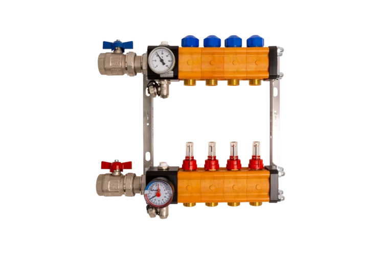 Kunststof vloerverwarming verdeler zonder pomp (KZP) - voorkant