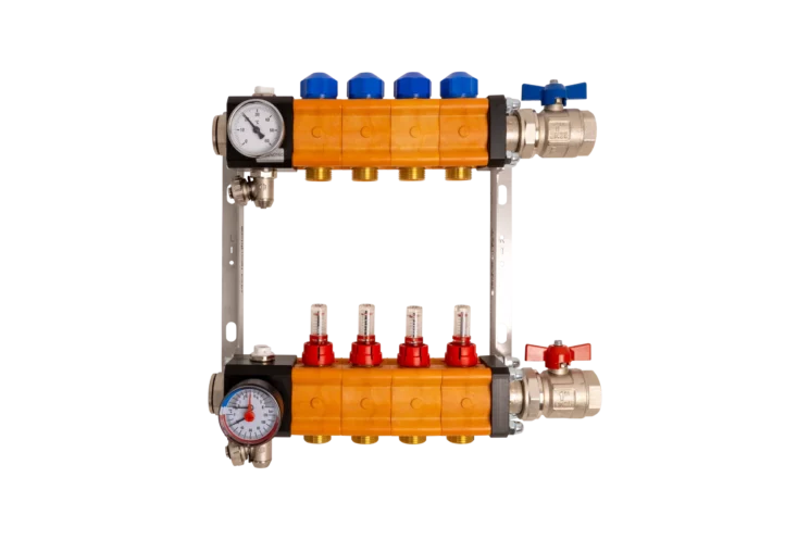 Kunststof vloerverwarming verdeler zonder pomp (KZP) - voorkant