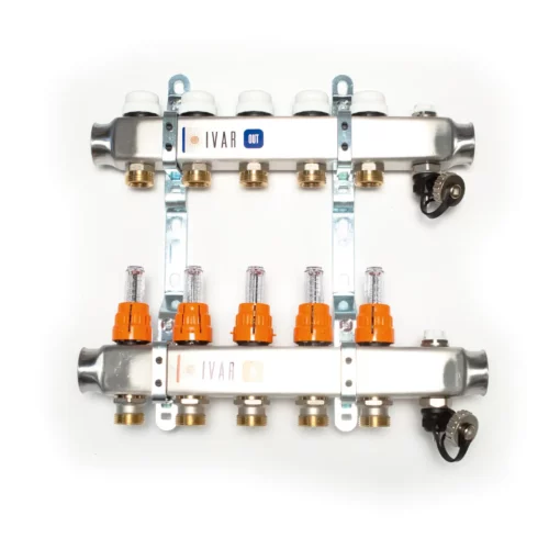 RVS verdeler met flowmeters
